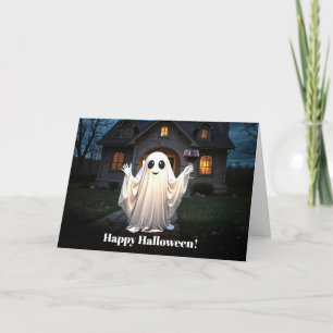 Cartão Halloween Fofo e Engraçado Da Nossa Casa para a Su