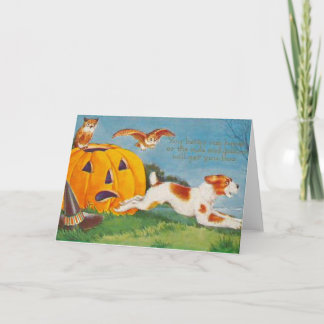 Cartão Halloween Frightened Dog