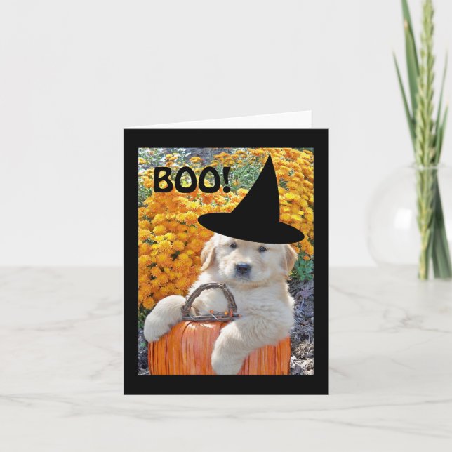 Cartão Halloween Funny Puppy Witch Note Card (Frente)