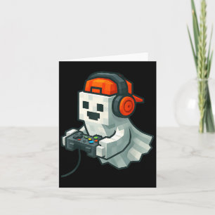 Cartão Halloween Ghost Gamer Encantado Vídeo de Pixel