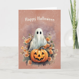 Cartão Halloween Ghost Pumpkin Festivo