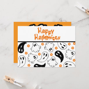 Cartão Halloween Ghost Typoografia Cita Saudação Simples