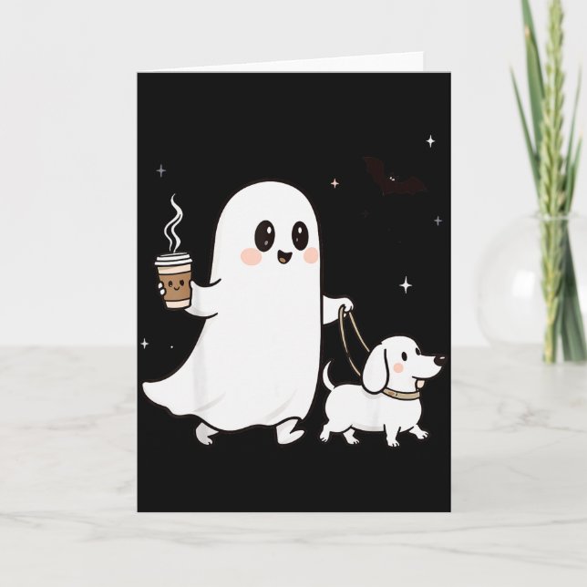 Cartão Halloween Ghost Walking Dog Soky Season Halloween  (Frente)