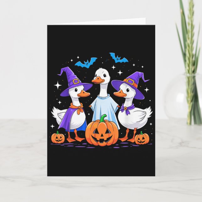Cartão Halloween Goose Ghost Pumpkin Witch Costume Soky F (Frente)