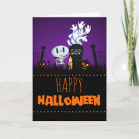 Halloween Graveyard Spooky Cute Skeleton & Ghosts