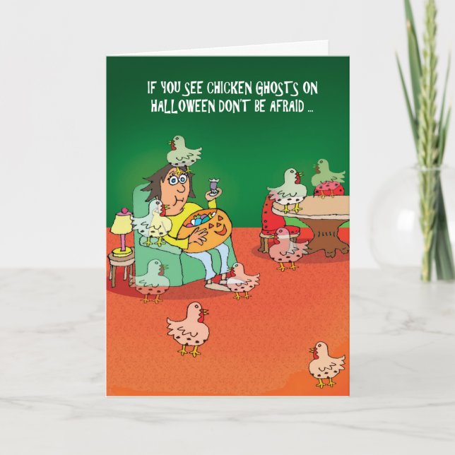 Cartão HALLOWEEN GREETING CARD - Chicken Ghosts (Frente)