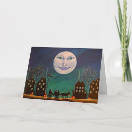 Cartão Halloween Greeting Card,witches,black,cat,moon