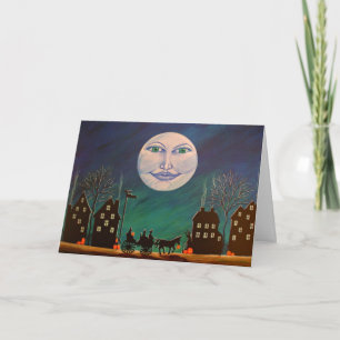 Cartão Halloween Greeting Card,witches,black,cat,moon