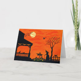 Cartão Halloween Greeting Card,witches,black,cats,skull