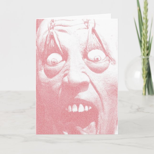 Cartão Halloween Greeting Card Zombie Face (Frente)