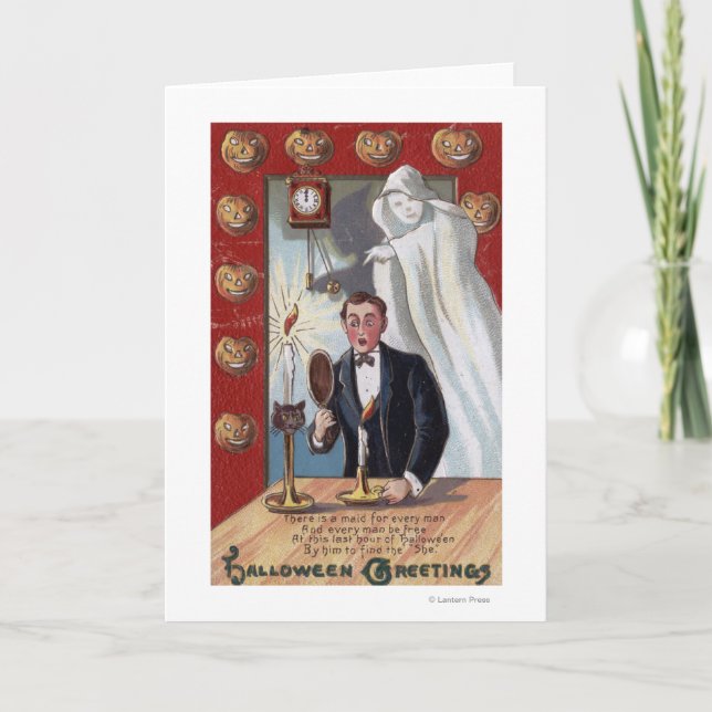 Cartão Halloween GreetingMan and Ghost (Frente)