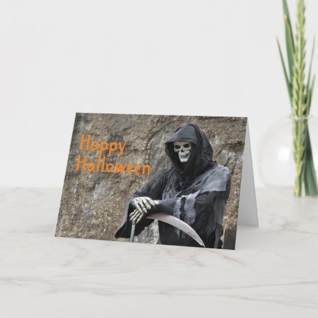 Cartão Halloween Grim Reaper Personalizável (Frente)