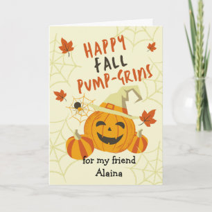 Cartão Halloween Grin para um amigo Cute Jack o' Lanterna