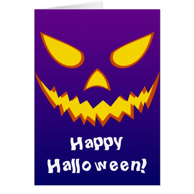 Cartão Halloween Grinning Face Jack o Lanterna Pumpkin (Frente)