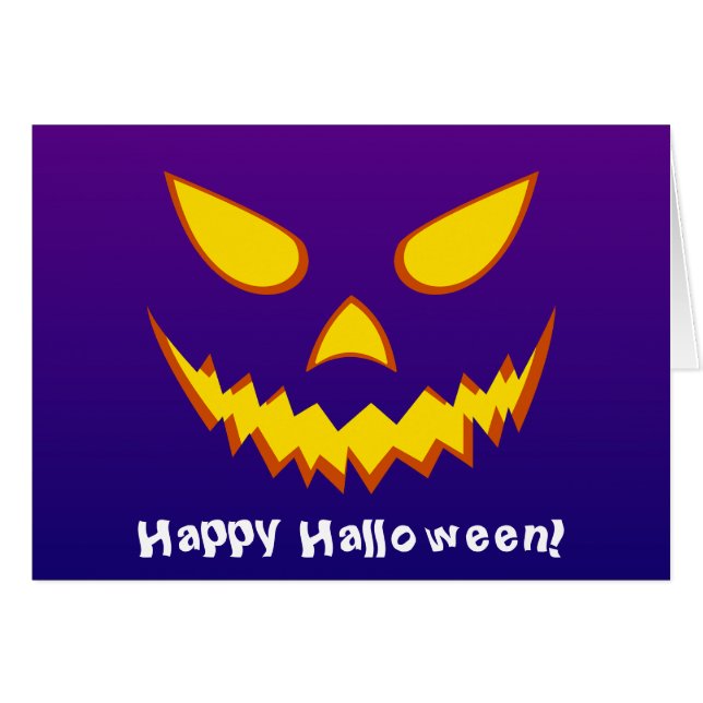 Cartão Halloween Grinning Face Jack o Lanterna Pumpkin (Frente Horizontal)