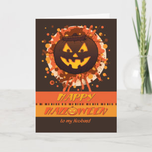 Cartão Halloween Grunge Pumpkin, para marido - Engraçado