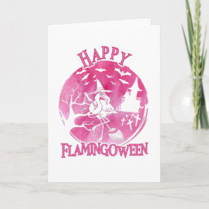 Cartão Halloween Happy Flamingoew Flamingo Watercolor