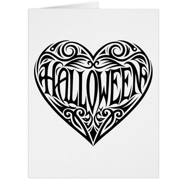 Cartão Halloween Heart, Black Heart, Holiday (Frente)