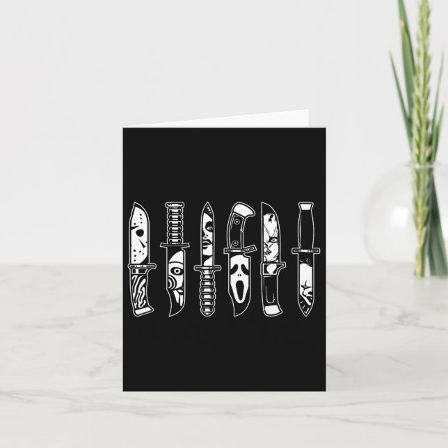 Cartão Halloween Horror Filme Caracteres Em Facas Assusta (Frente)