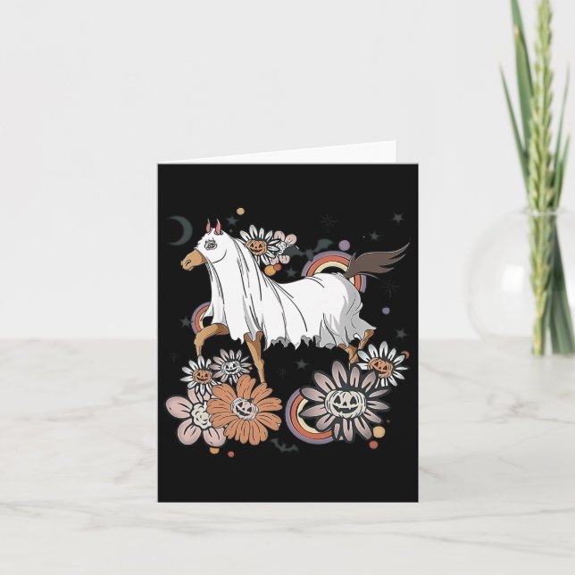 Cartão Halloween Horse Ghost Boo Pumpkin Spooky S (Frente)