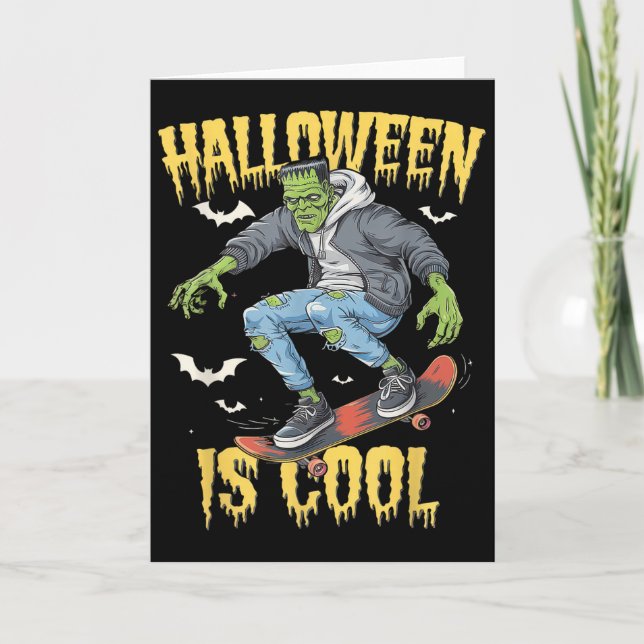 Cartão Halloween Is Cool Women Men Frankenstein Monster  (Frente)