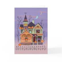 Halloween Jack-o'-lanterna House Card