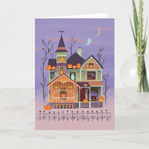 Cartão Halloween Jack-o'-lanterna House Card