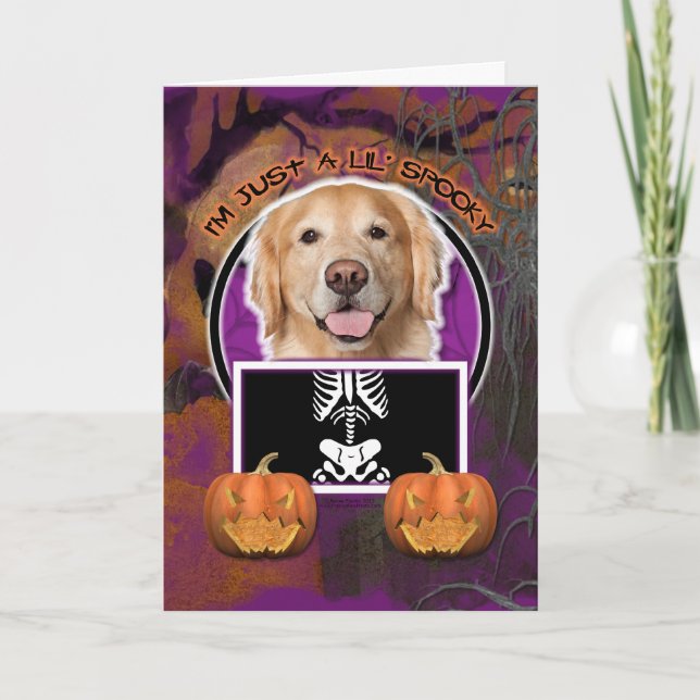 Cartão Halloween - Just a Lil Spooky - Golden Retriever (Frente)