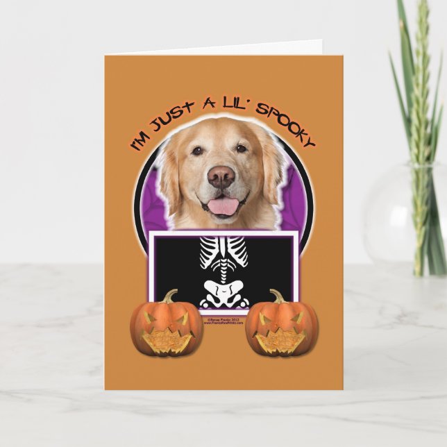 Cartão Halloween - Just a Lil Spooky - Golden Retriever (Frente)