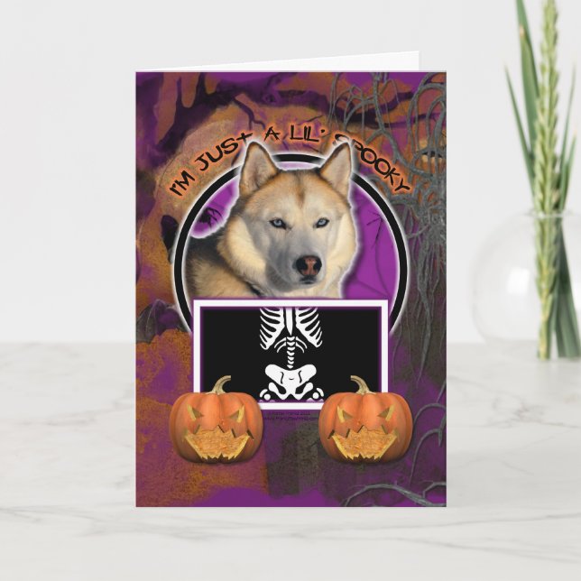 Cartão Halloween -Just a Lil Spooky Siberian Husky Copper (Frente)