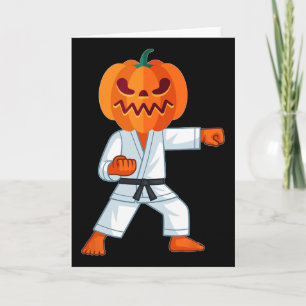Cartão Halloween Karate Fighter Pumpkin Head Scary Gift