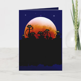 Cartão Halloween Kitties and Halloween Moon Card