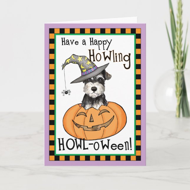 Cartão Halloween Miniature Schnauzer Invitation (Frente)