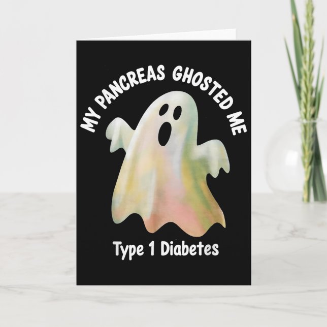 Cartão Halloween My Pancreas Ghosted Me Diabetes Boys &am (Frente)