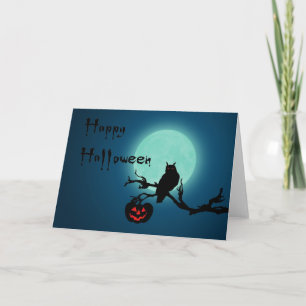 Cartão Halloween Night Pumpkin Owl