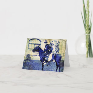 Cartão Halloween Palhaços em Um Cavalo