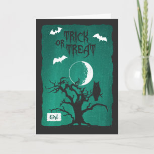Cartão Halloween para a minha garota, Morto de coruja, mo