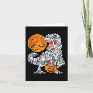 Cartão Halloween para Meninos Dinossaur Trex Mummy Pumpki