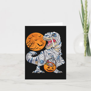 Cartão Halloween Para Meninos Dinossauro T Rex Mummy Pump