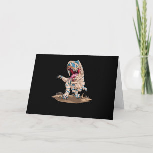Cartão Halloween para Meninos Dinossauro T rex Mummy Pump
