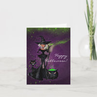 Halloween Party Glam Witch in Black Green Purple