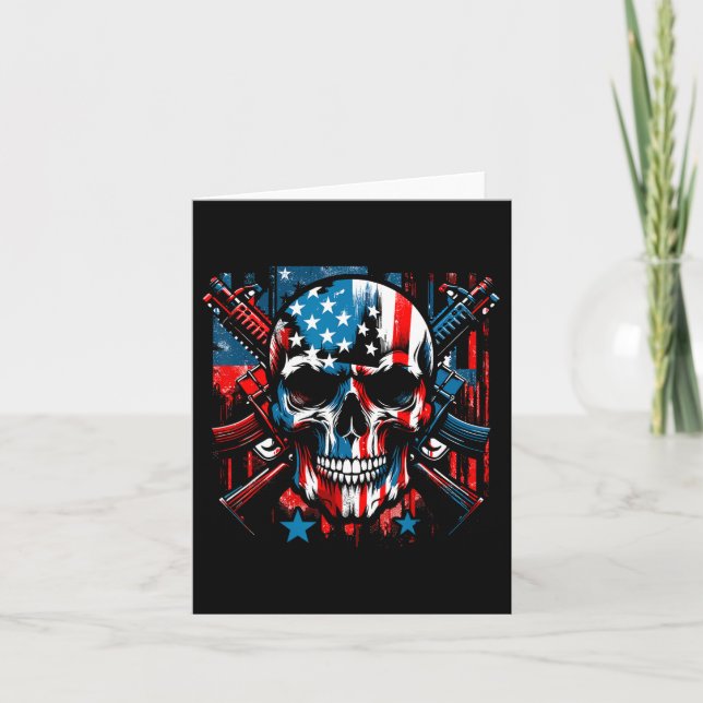 Cartão Halloween Patriotic Skeleton American Flag 4º (Frente)