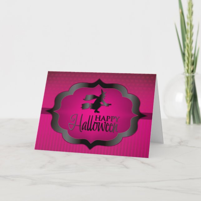 Cartão Halloween pink witch (Frente)