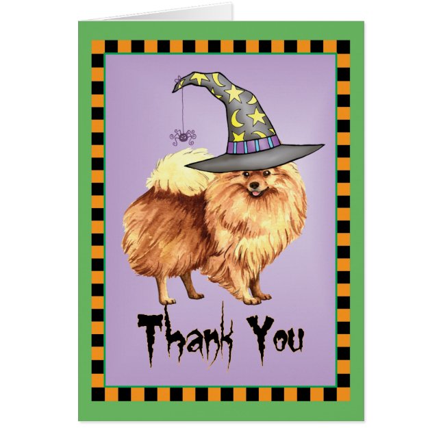 Cartão Halloween Pomeranian Obrigado (Frente)