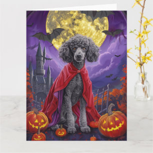 Cartão Halloween Poodle Vampire Pumpkins assustado