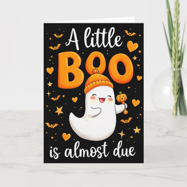Cartão Halloween Pregnancy Announcement A Little Boo Is A (Frente)