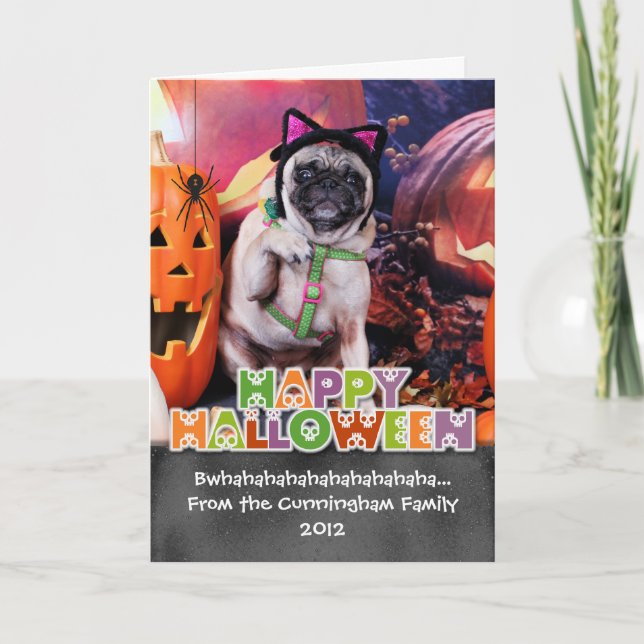 Cartão Halloween - Pug - Lily Lou (Frente)