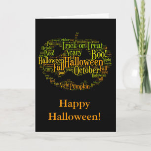 Cartão Halloween Pumpkin Boo! Black and Orange Wordcloud
