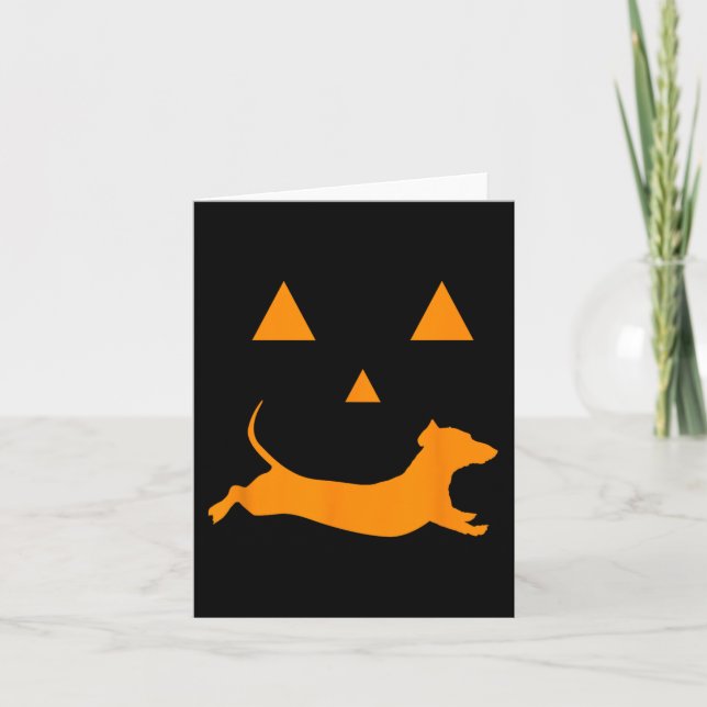 Cartão Halloween Pumpkin Dachshund Jack-o-lantern Costum (Frente)