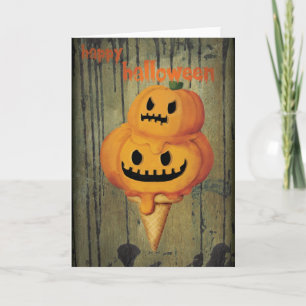 Cartão Halloween Pumpkin Ice Cream Cone